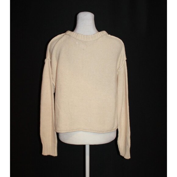 American Eagle Women’s Oversized Cropped Sweater In Cream Ivory Size XS - Picture 2 of 2